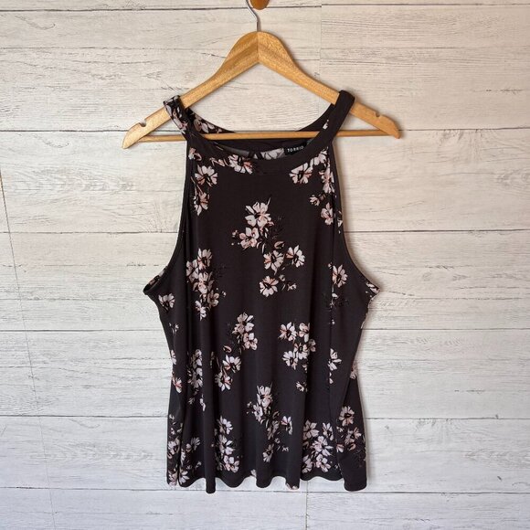 Torrid Tank Womens Size 1 Studio Knit High Neck Keyhole Back Floral Lightweight - Picture 6 of 15